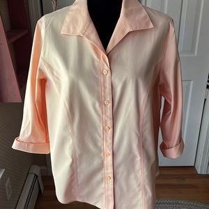 Chico’s salmon colored cotton blouse. Size 2 in EUC.